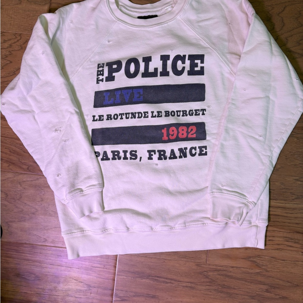 Police Women's Sweater - Cream with Black and Blue Accents